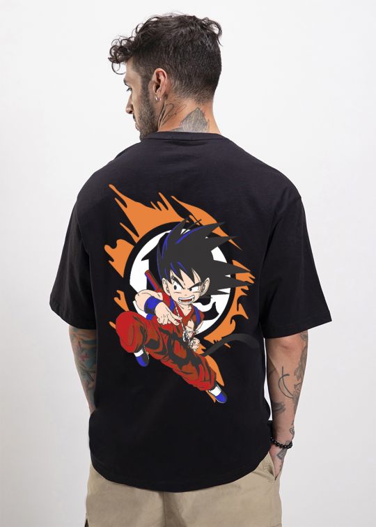 Kid Goku Orange Black Oversized T-shirt For Men