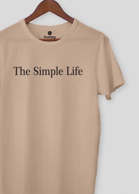 The Simple Life Beige Half Sleeve T-Shirt For Men