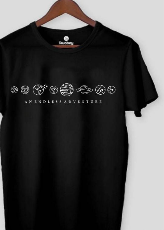 An Endless Adventure Black Half Sleeve T-shirt For Men