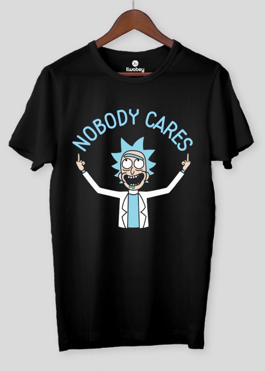 No Body Cares Black Half Sleeve T-Shirt For Men
