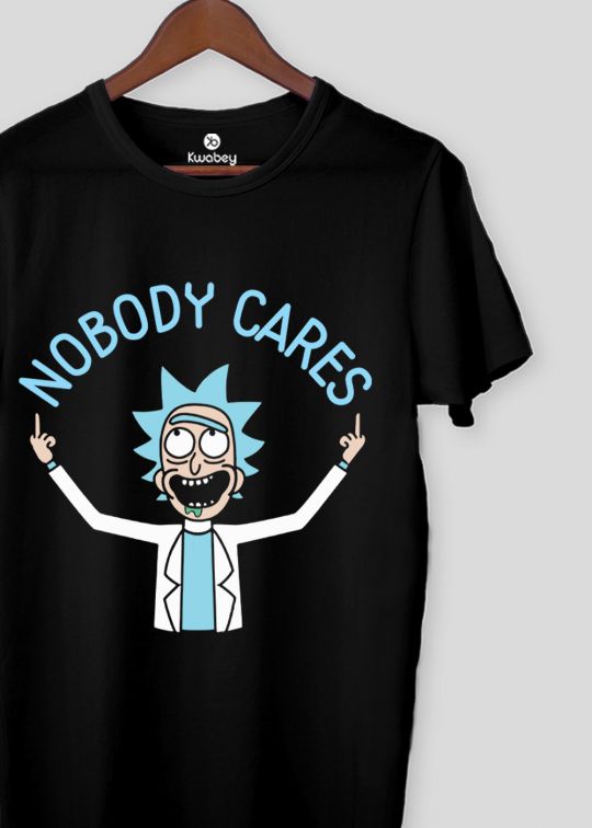No Body Cares Black Half Sleeve T-Shirt For Men