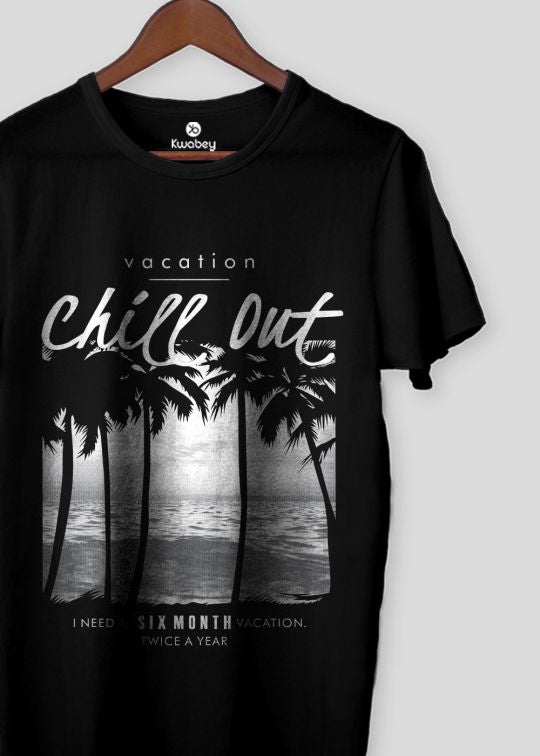 Chill Out Black Half Sleeve T-Shirt For Men