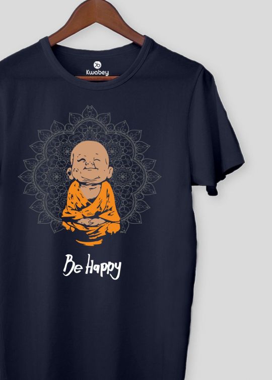 Be Happy Navy Half Sleeve T-shirt For Men