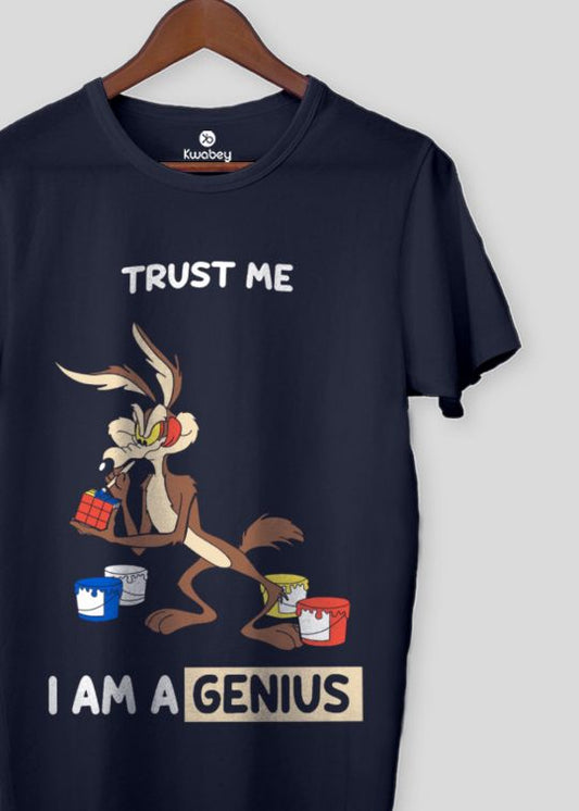 Trust Me I Am Genius Navy Half Sleeve T-Shirt For Men