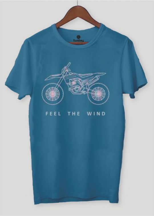 Feel The Wind Teal Half Sleeve T-shirt For Men