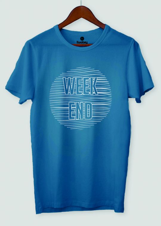 Weekend Teal Half Sleeve T-shirt For Men