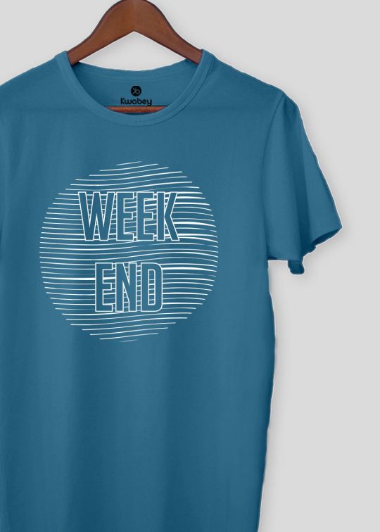 Weekend Teal Half Sleeve T-shirt For Men