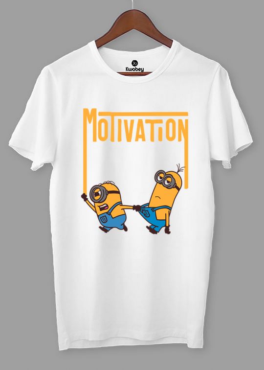 Minions Motivation White Half Sleeve T-Shirt For Men