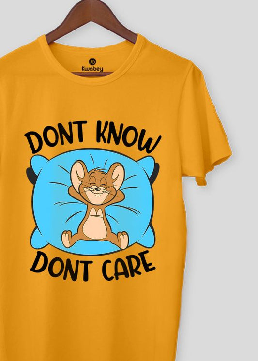 Dont Know Dont Care Mustard Half Sleeve T-Shirt For Men