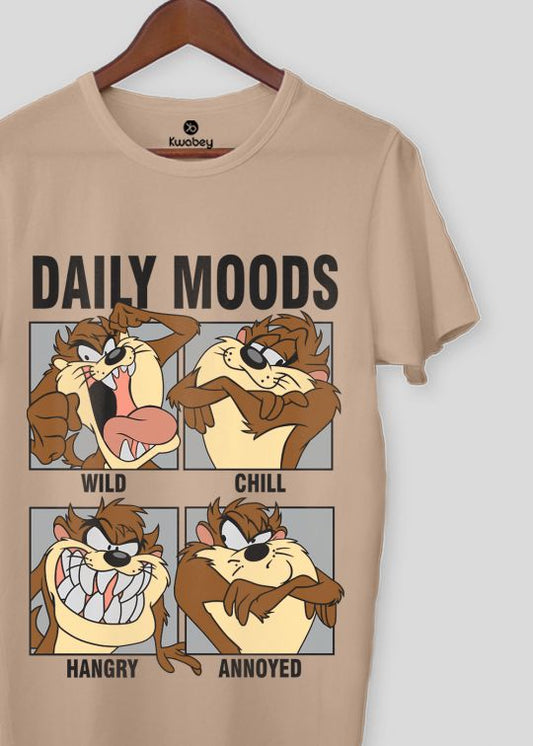 Daily Moods Beige Half Sleeve T-Shirt For Men