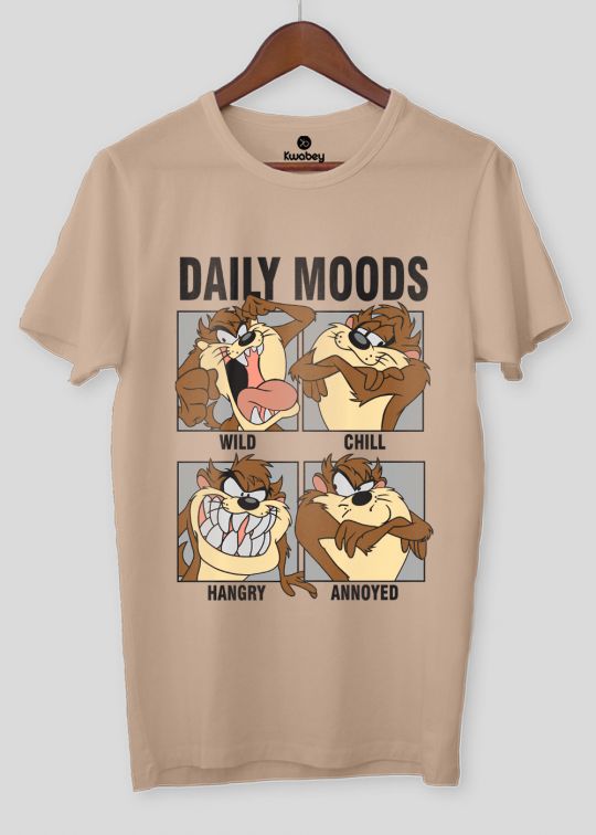 Daily Moods Beige Half Sleeve T-Shirt For Men