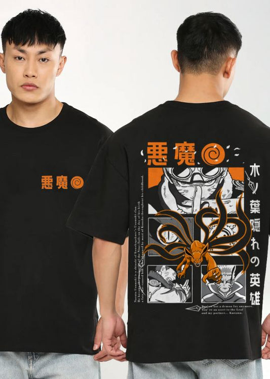 Naruto Uzumaki Clan Black Oversized T-Shirt For Men