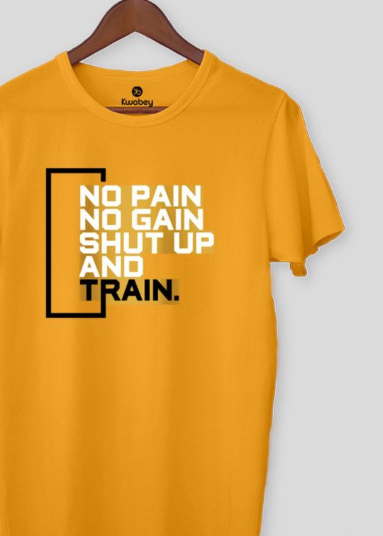 No Pain Mustard Half Sleeve T-shirt For Men