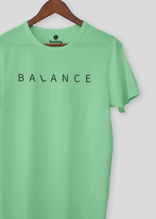 Balance Printed Mint Green Half Sleeve T-Shirt For Men