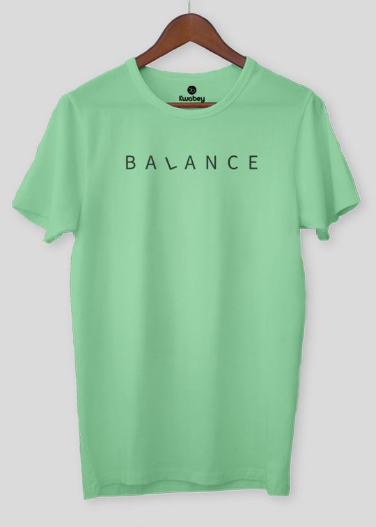 Balance Printed Mint Green Half Sleeve T-Shirt For Men