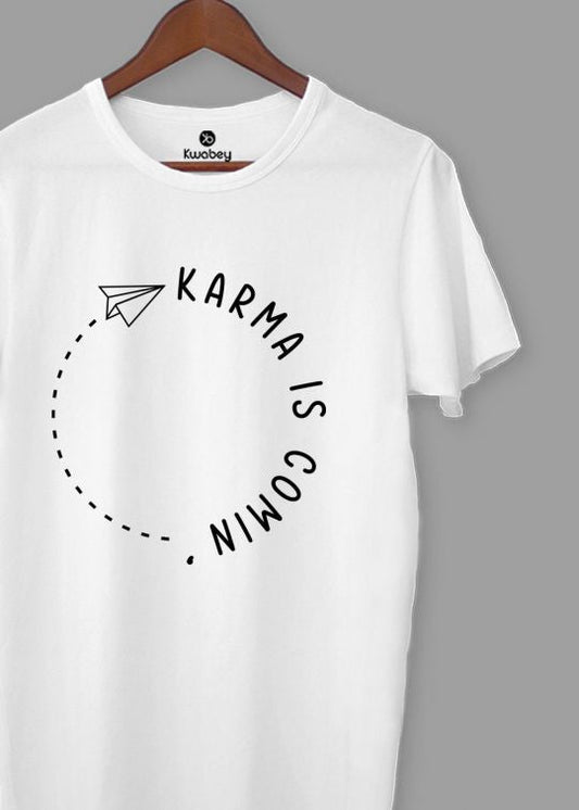 Karma White Half Sleeve T-shirt For Men