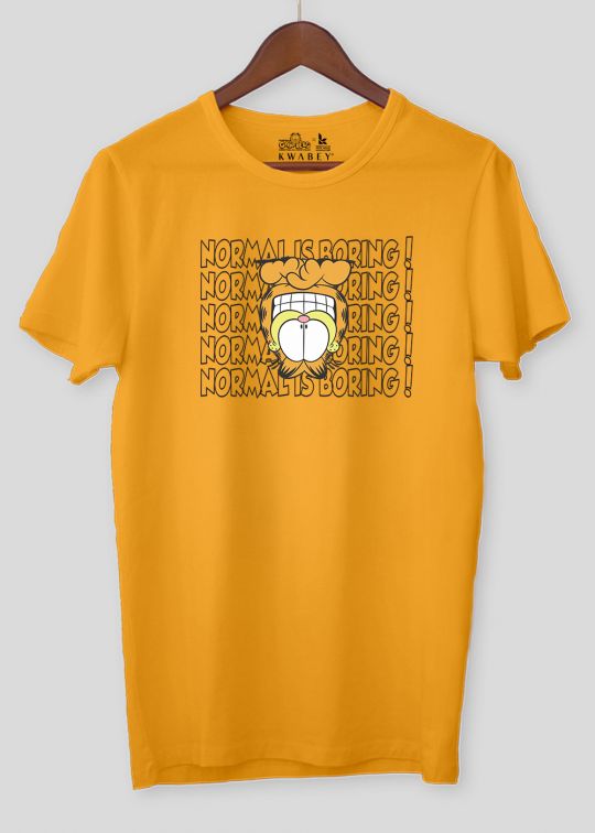 Normal Is Boring Garfield Mustard HalfSleeve T-Shirt For Men