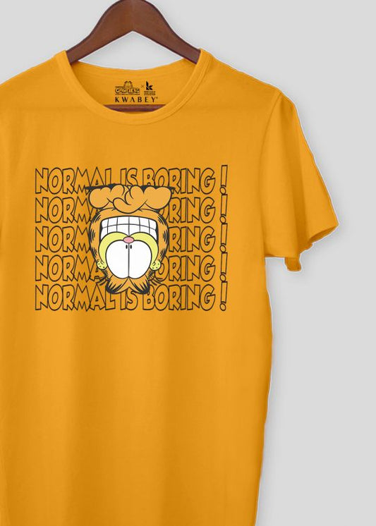 Normal Is Boring Garfield Mustard HalfSleeve T-Shirt For Men
