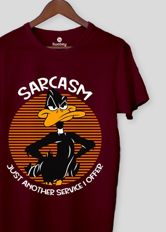 Sarcasm Daffy Maroon Half Sleeve T-Shirt For Men