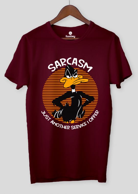 Sarcasm Daffy Maroon Half Sleeve T-Shirt For Men