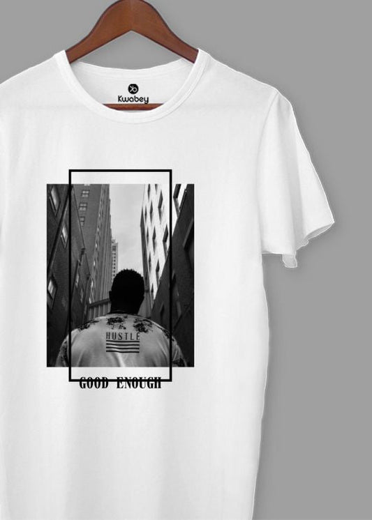 Hustle White Half Sleeve T-shirt For Men