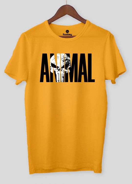 Animal Mustard Half Sleeve T-shirt For Men
