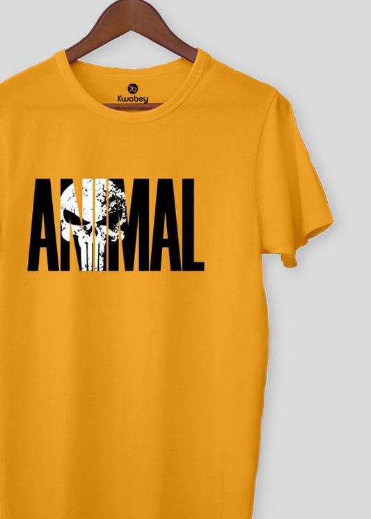 Animal Mustard Half Sleeve T-shirt For Men