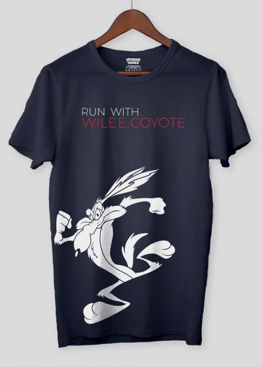Run With Wile Navy Half Sleeve T-Shirt For Men