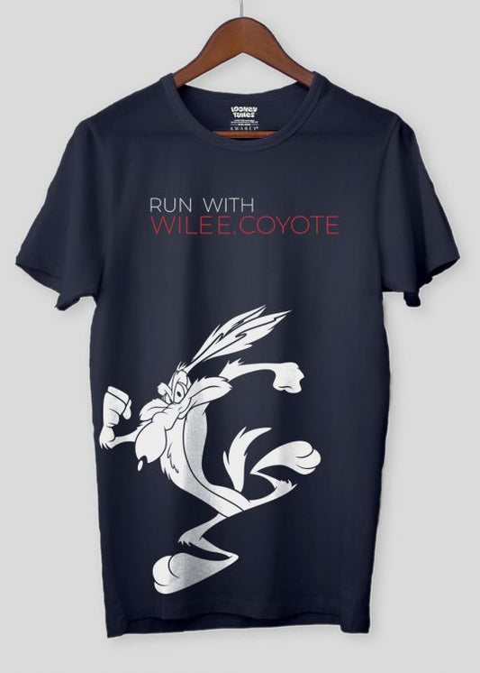 Run With Wile Navy Half Sleeve T-Shirt For Men