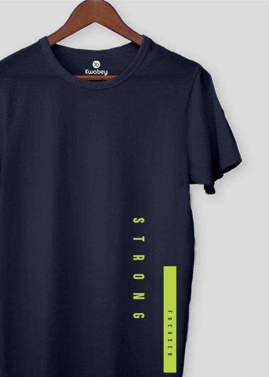 Strong Focused Navy Half Sleeve T-shirt For Men