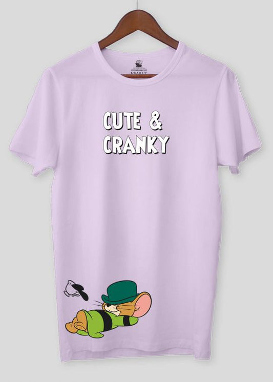 Cute And Cranky Lilac Half Sleeve T-Shirt For Men