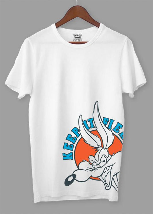 Keep It Wile E White Half Sleeve T-Shirt For Men