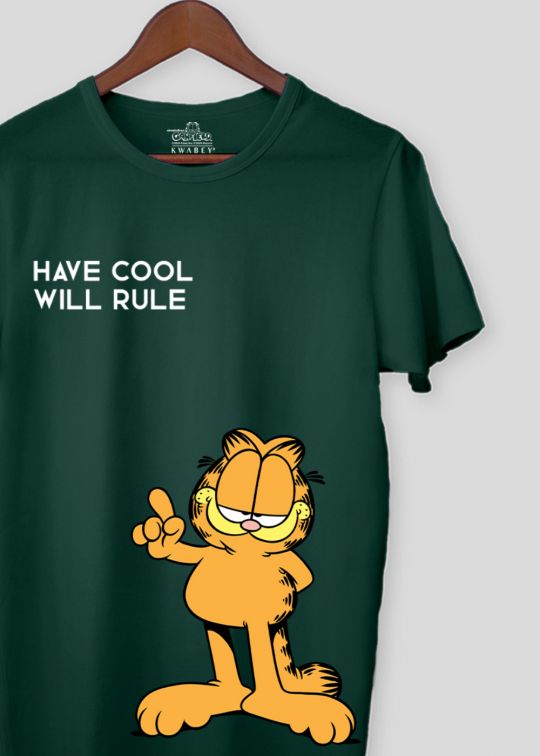Offical Have Cool Garfield Bottle Green Half SleeveT-Shirt For Men