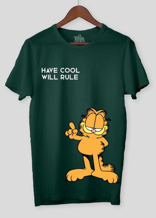 Offical Have Cool Garfield Bottle Green Half SleeveT-Shirt For Men