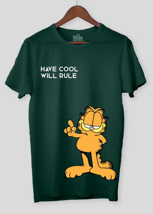 Offical Have Cool Garfield Bottle Green Half SleeveT-Shirt For Men