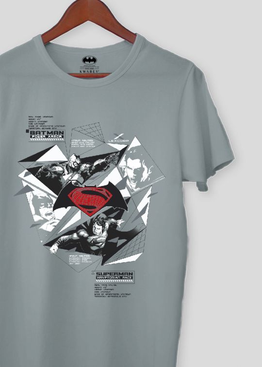 Offical Batman Superman Ultimate Grey Half Sleeve T-Shirt For Men