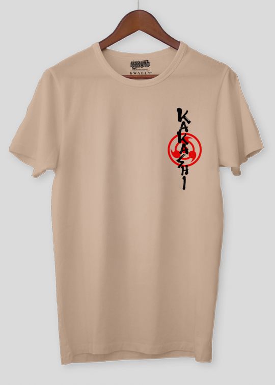Offical Beige kakashi Half Sleeve T-Shirt For Men