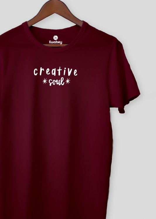 Creative Soul Maroon Half Sleeve T-Shirt For Men