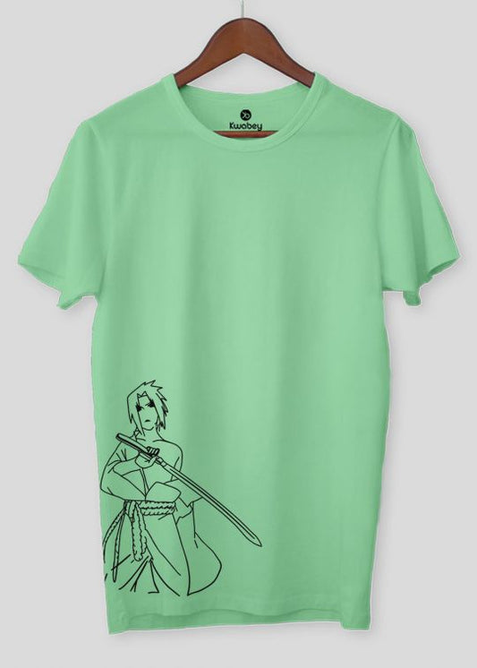 Naruto Sword Mint Green Half Sleeve T-shirt For Men