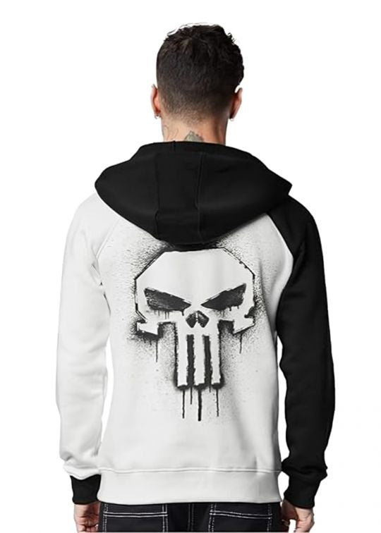 Punisher Printed White Hoodie Sweatshirt For Men