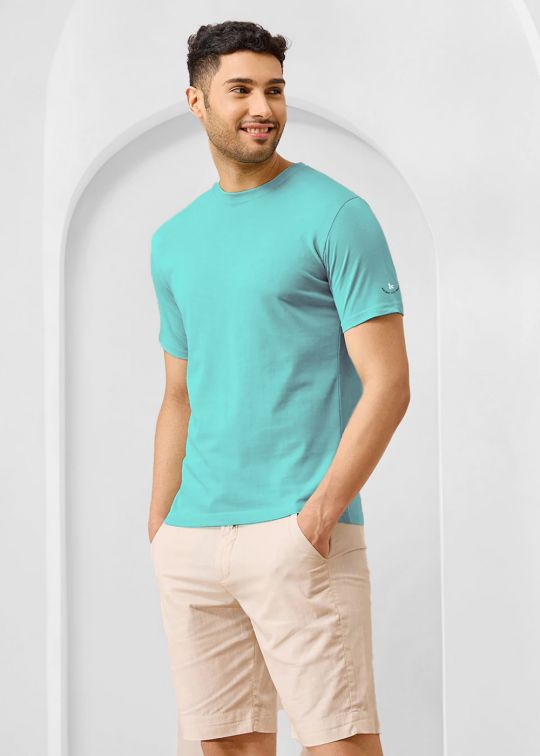 Solid Aqua Half Sleeve RN T-Shirt
