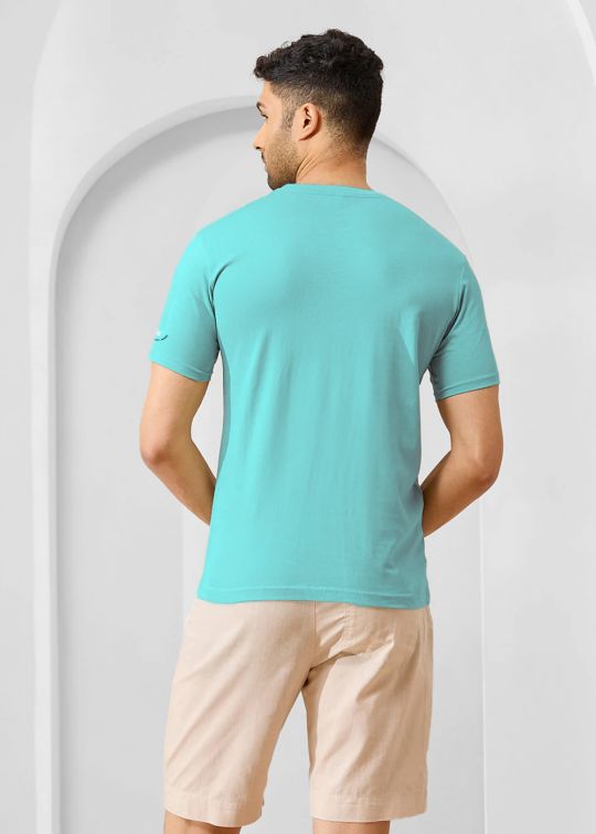 Solid Aqua Half Sleeve RN T-Shirt