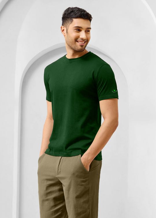Solid Bottle Green Half Sleeve RN T-Shirt
