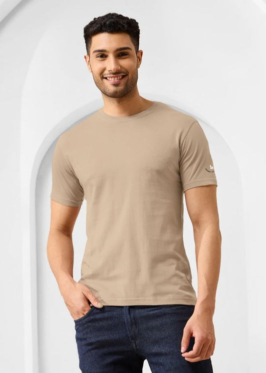 Solid Dark Beige Half Sleeve RN T-Shirt