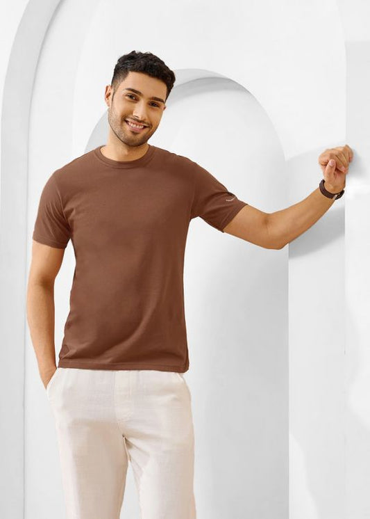 Solid Mocha Half Sleeve RN T-Shirt