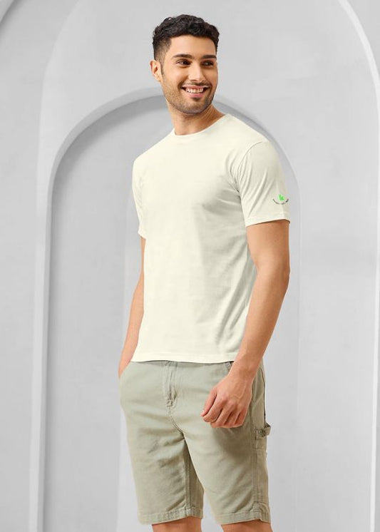 Solid Egg Shell White Half Sleeve RN T-Shirt