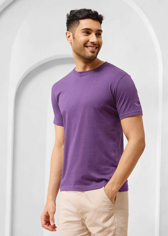 Solid Sunset Purple Half Sleeve RN T-Shirt