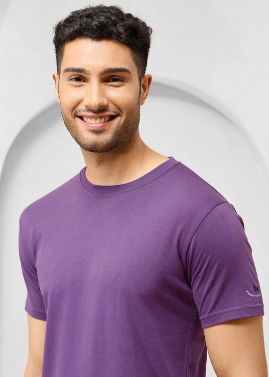 Solid Sunset Purple Half Sleeve RN T-Shirt