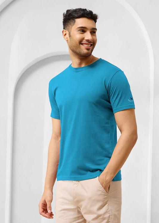 Solid Blue Danube Half Sleeve RN T-Shirt