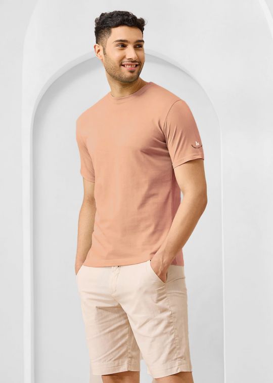 Solid Peach Half Sleeve RN T-Shirt